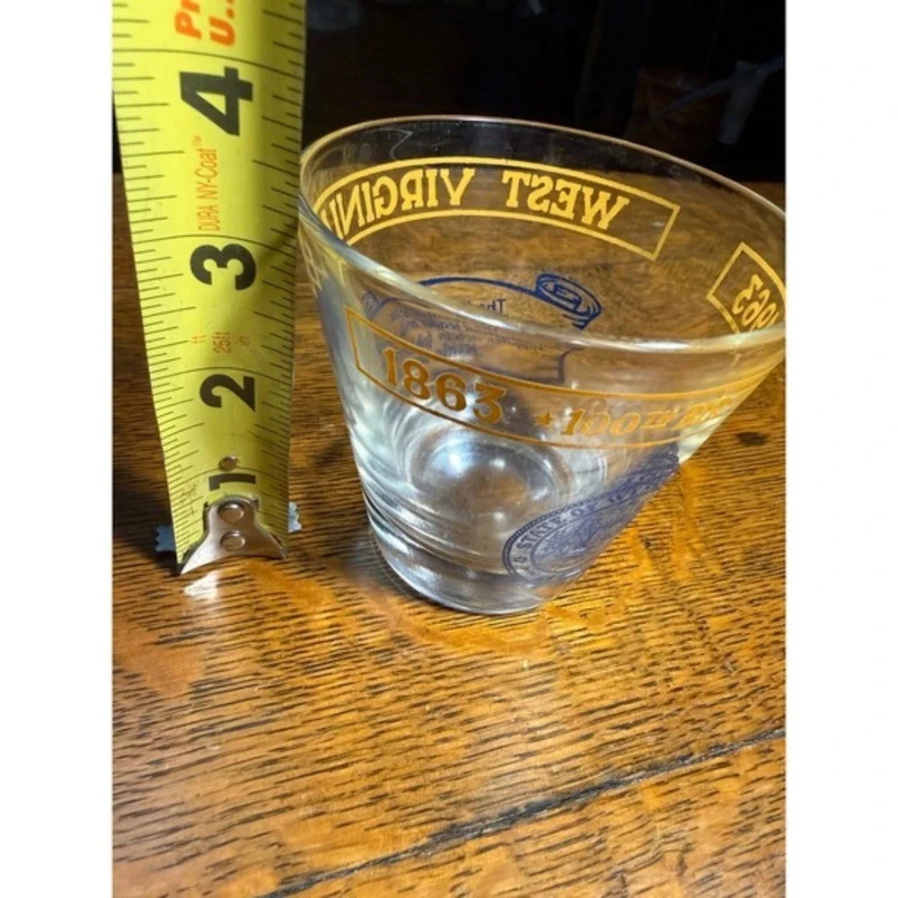 Vintage West‎ Virginia 100th Birthday Centennial Rocks Glass 1863-1963 Blue Gold
